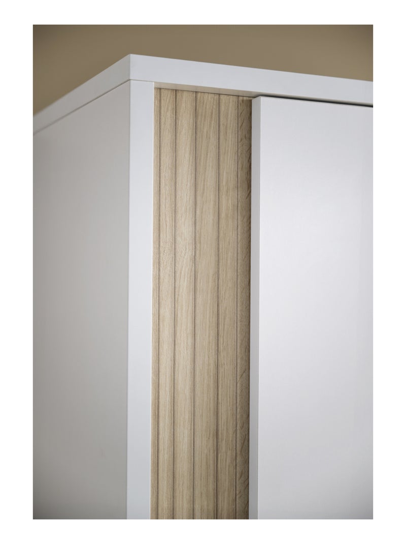 Armoire 1 porte détail imitation bois texturé et pieds bois - SAUTHON Blanc Marron - Kiabi