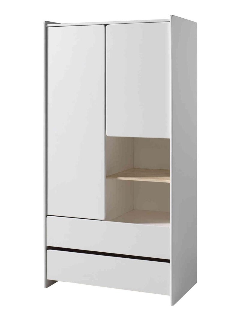 Armoire 2 portes 2 tiroirs Blanc - Kiabi