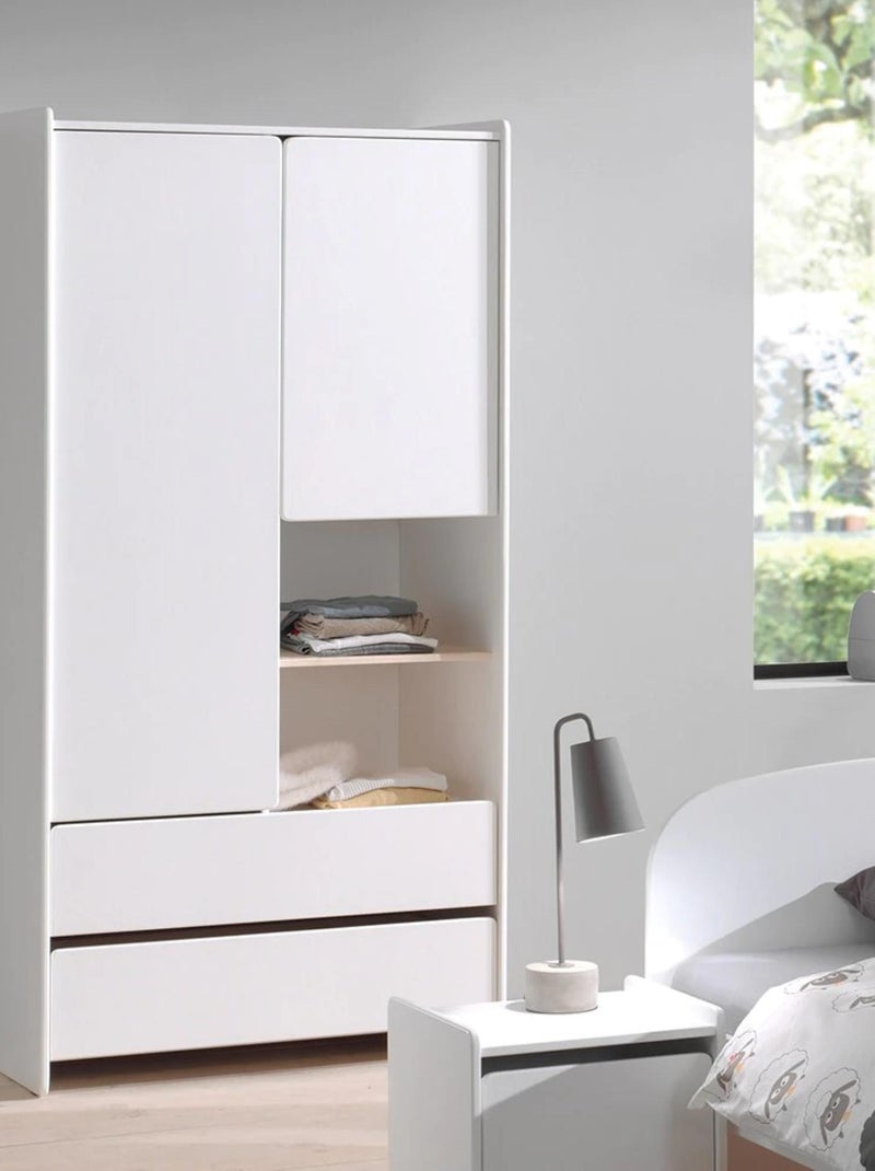 Armoire 2 portes 2 tiroirs Blanc - Kiabi