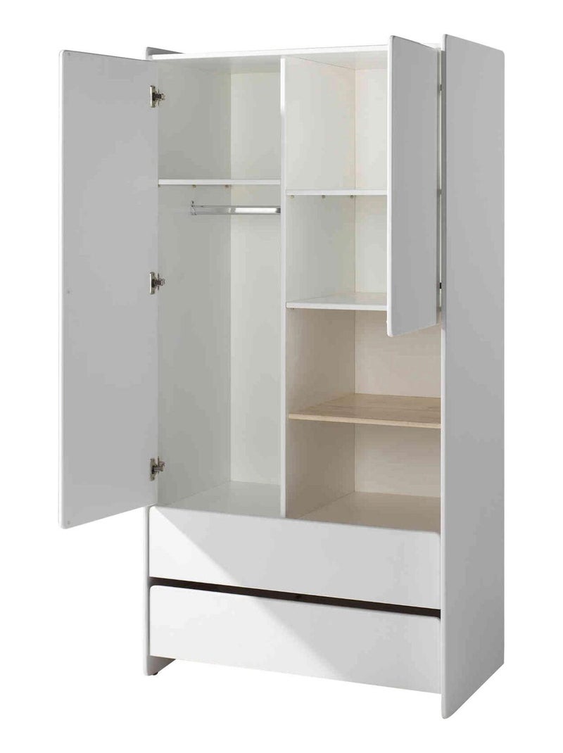 Armoire 2 portes 2 tiroirs Blanc - Kiabi