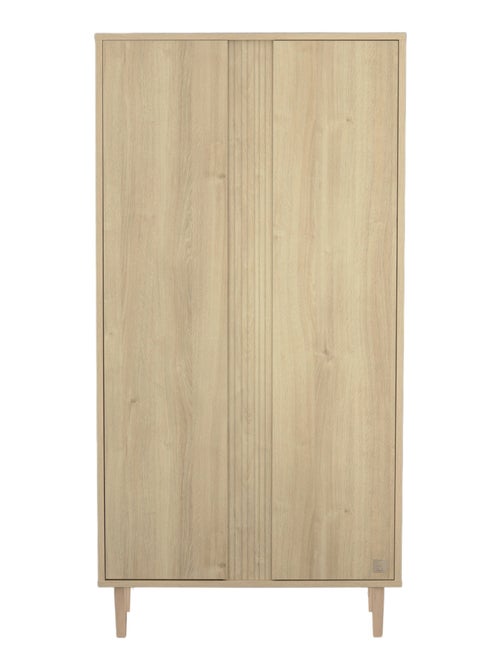 Armoire 2 portes avec détail imitation bois texturé et pieds bois - SAUTHON - Kiabi