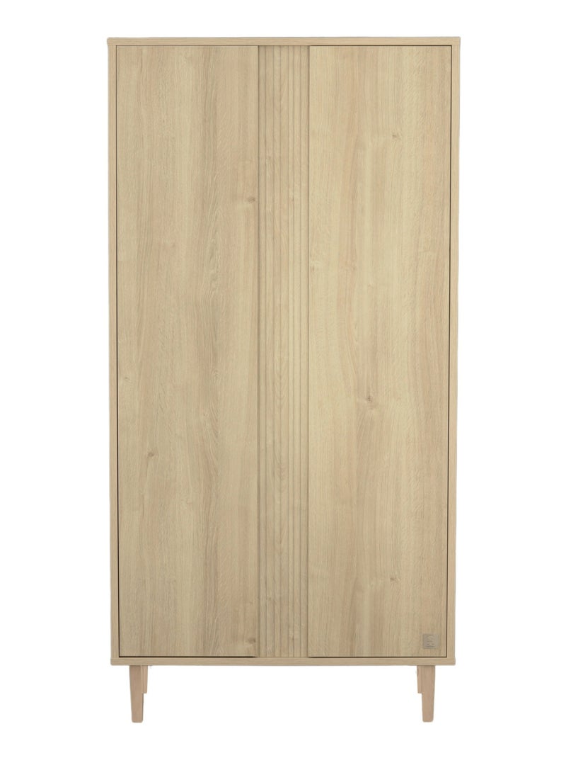Armoire 2 portes avec détail imitation bois texturé et pieds bois - SAUTHON Marron - Kiabi