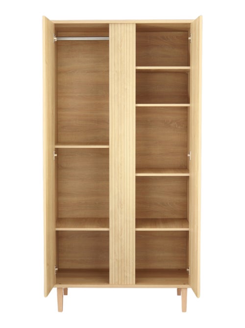 Armoire 2 portes avec détail imitation bois texturé et pieds bois - SAUTHON - Kiabi