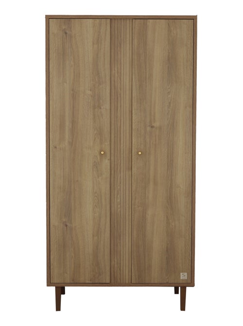 Armoire 2 portes avec détail imitation bois texturé et pieds bois - SAUTHON - Kiabi