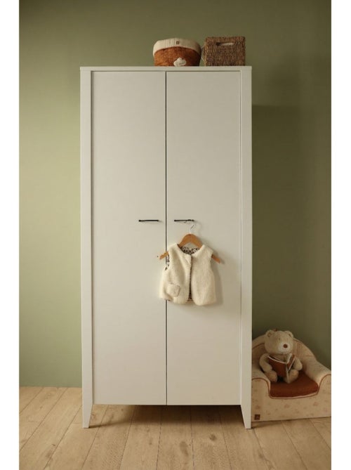 Armoire 2 portes  avec étagères et penderie - poignées métal - SAUTHON - Kiabi