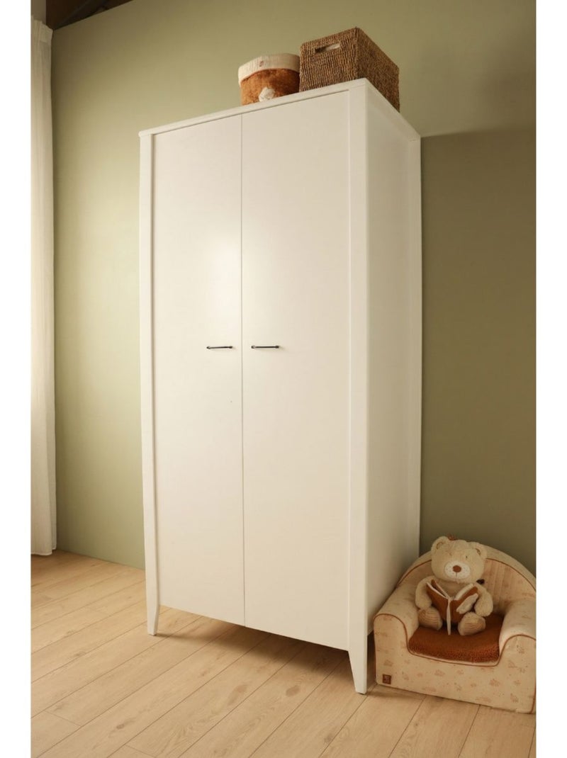 Armoire 2 portes  avec étagères et penderie - poignées métal - SAUTHON Blanc - Kiabi