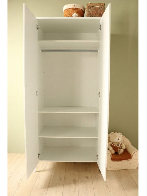 Armoire 2 portes  avec étagères et penderie - poignées métal - SAUTHON - Kiabi