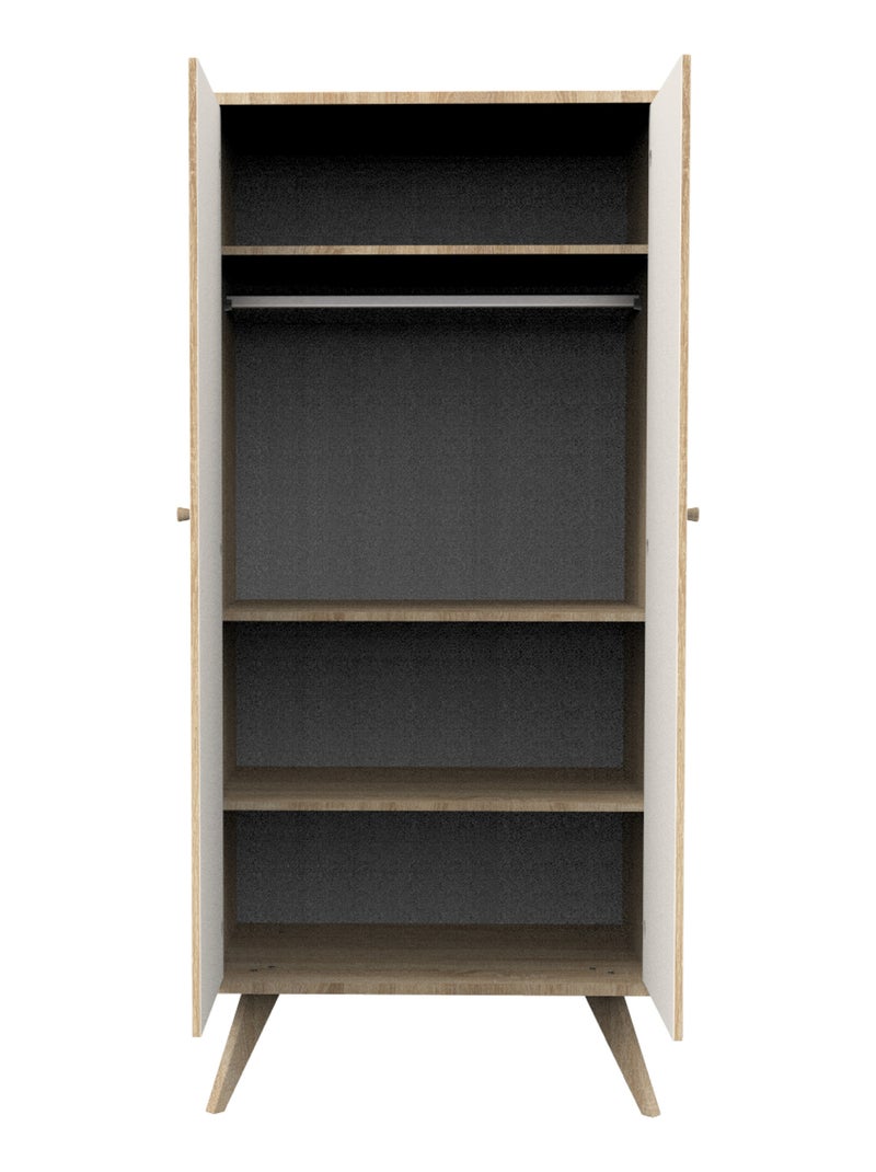 Armoire 2 portes avec pieds bois - SAUTHON Ecru - Kiabi