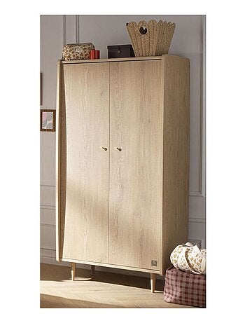 Armoire 2 portes avec pieds bois et poignées métal - SAUTHON