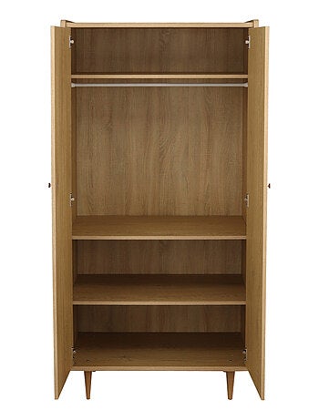 Armoire 2 portes avec pieds bois et poignées métal - SAUTHON