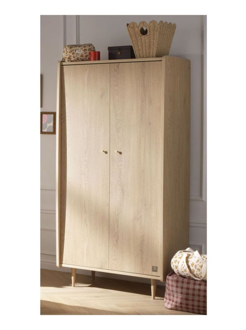Armoire 2 portes avec  pieds bois et poignées métal - SAUTHON - Kiabi
