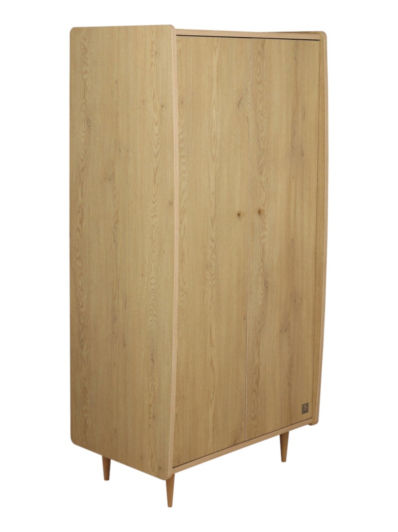 Armoire 2 portes avec  pieds bois et poignées métal - SAUTHON Marron - Kiabi