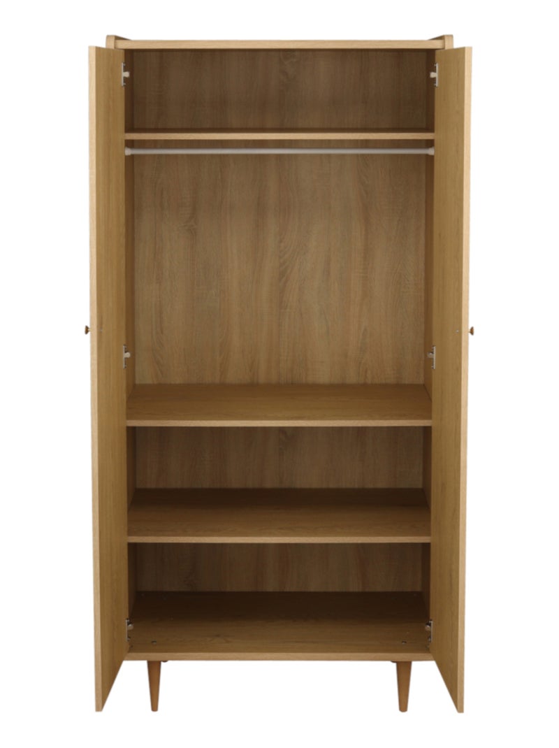 Armoire 2 portes avec  pieds bois et poignées métal - SAUTHON Marron - Kiabi