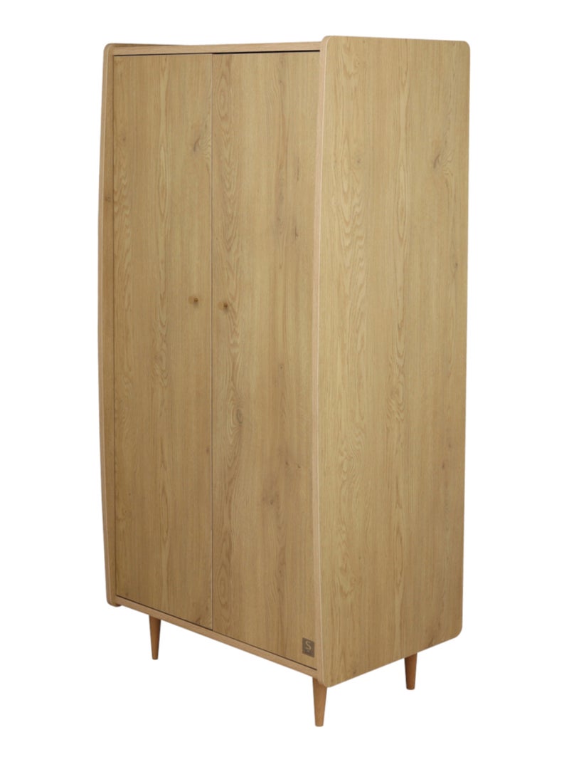 Armoire 2 portes avec  pieds bois et poignées métal - SAUTHON Marron - Kiabi