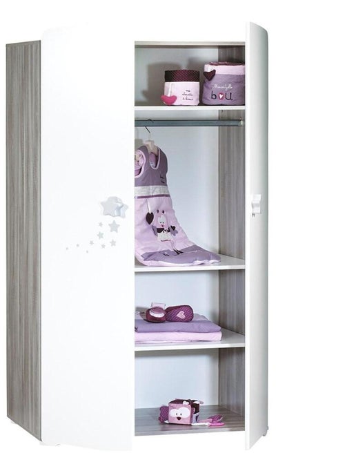 Armoire 2 portes bébé 175x85x56cm en bois blanc - BABYPRICE - Kiabi