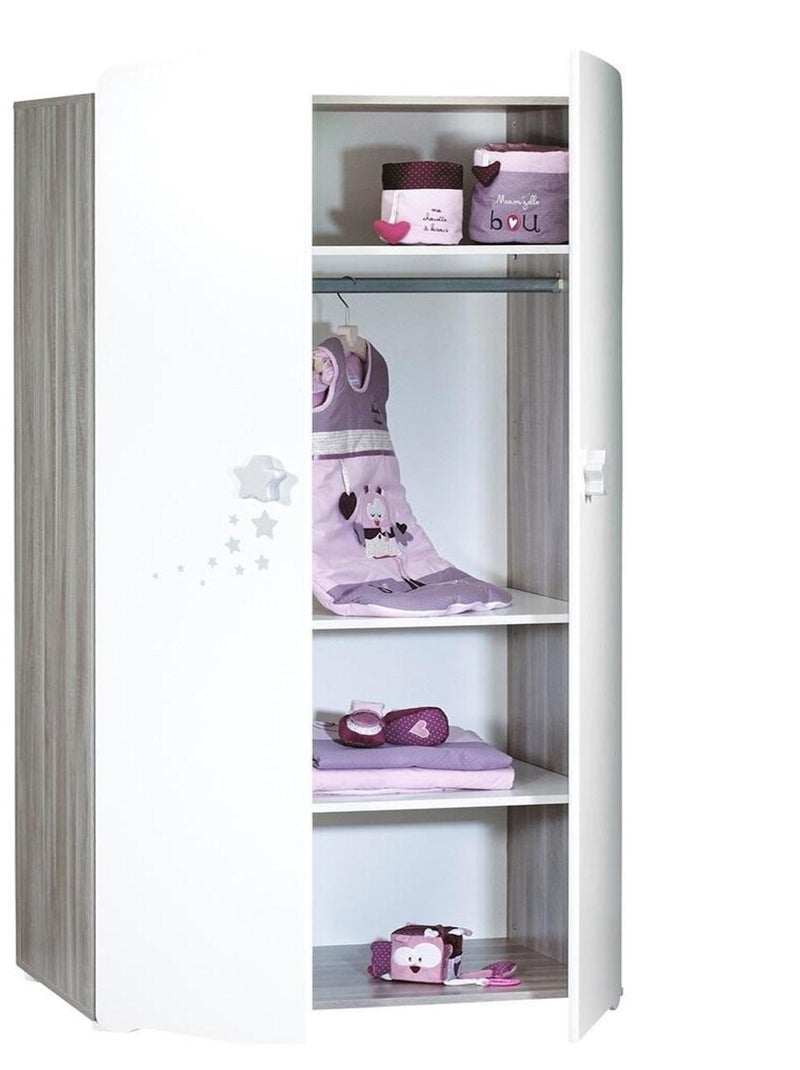 Armoire 2 portes bébé 175x85x56cm en bois blanc - BABYPRICE Blanc - Kiabi