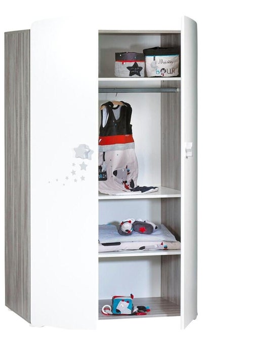 Armoire 2 portes bébé 175x85x56cm en bois blanc - BABYPRICE - Kiabi