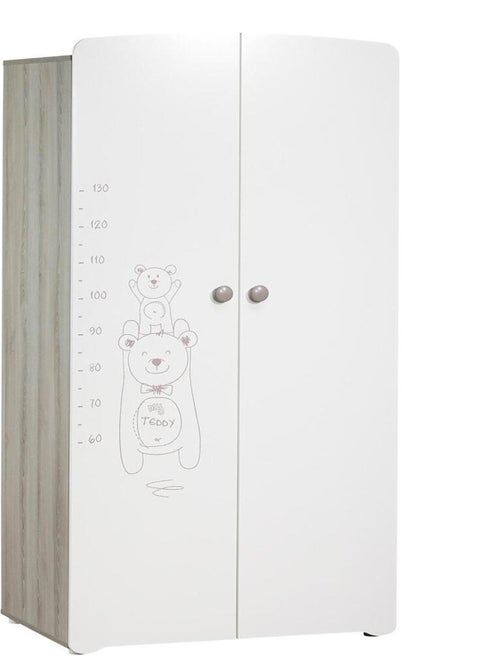 Armoire 2 portes bébé 175x85x56cm en Mélamine blanc - BABYPRICE - Kiabi