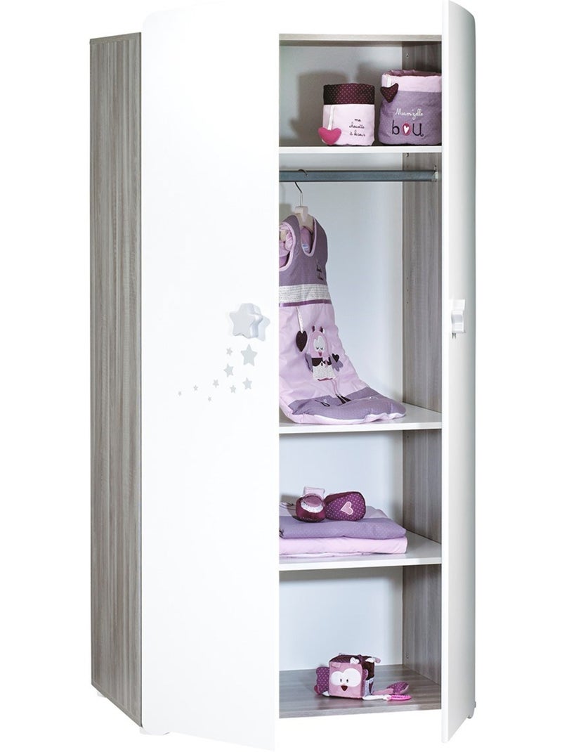 Armoire 2 portes bébé en bois - BABYPRICE Blanc - Kiabi