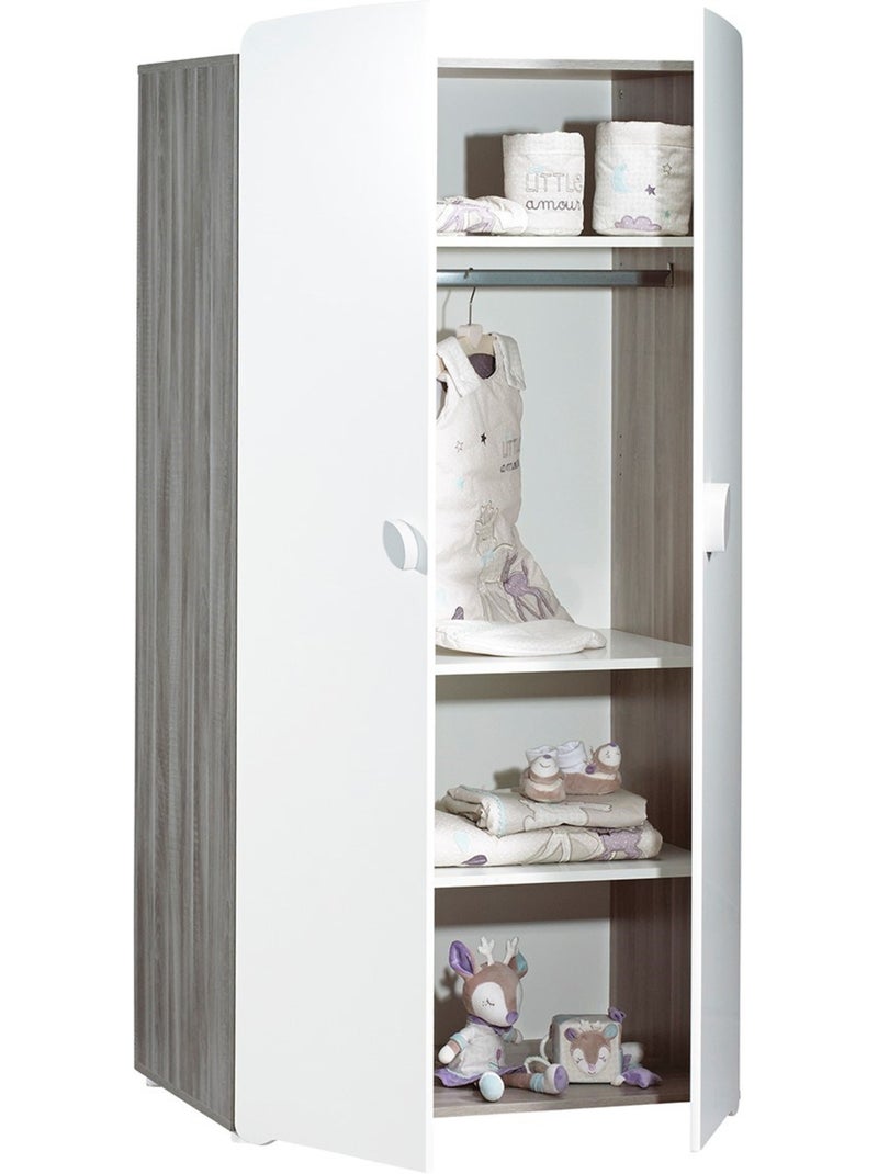 Armoire 2 portes bébé en bois - BABYPRICE Gris - Kiabi