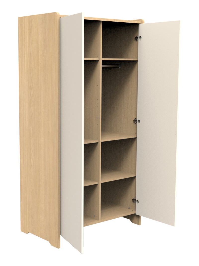 Armoire 2 portes en bois décor chêne miel - SAUTHON Beige - Kiabi