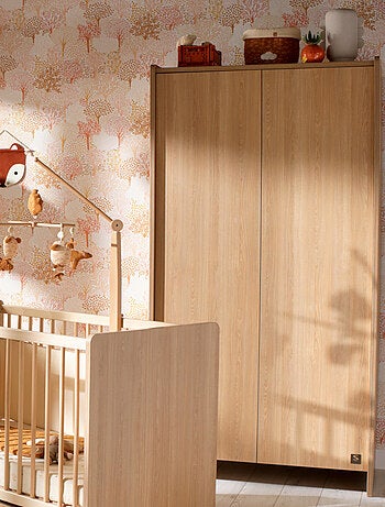 Armoire 2 portes en bois décor chêne miel - SAUTHON