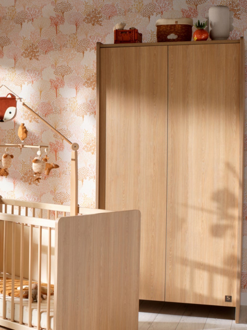 Armoire 2 portes en bois décor chêne miel - SAUTHON Marron - Kiabi