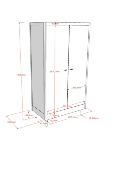 Armoire 2 portes en hêtre massif AUBANE - Kiabi