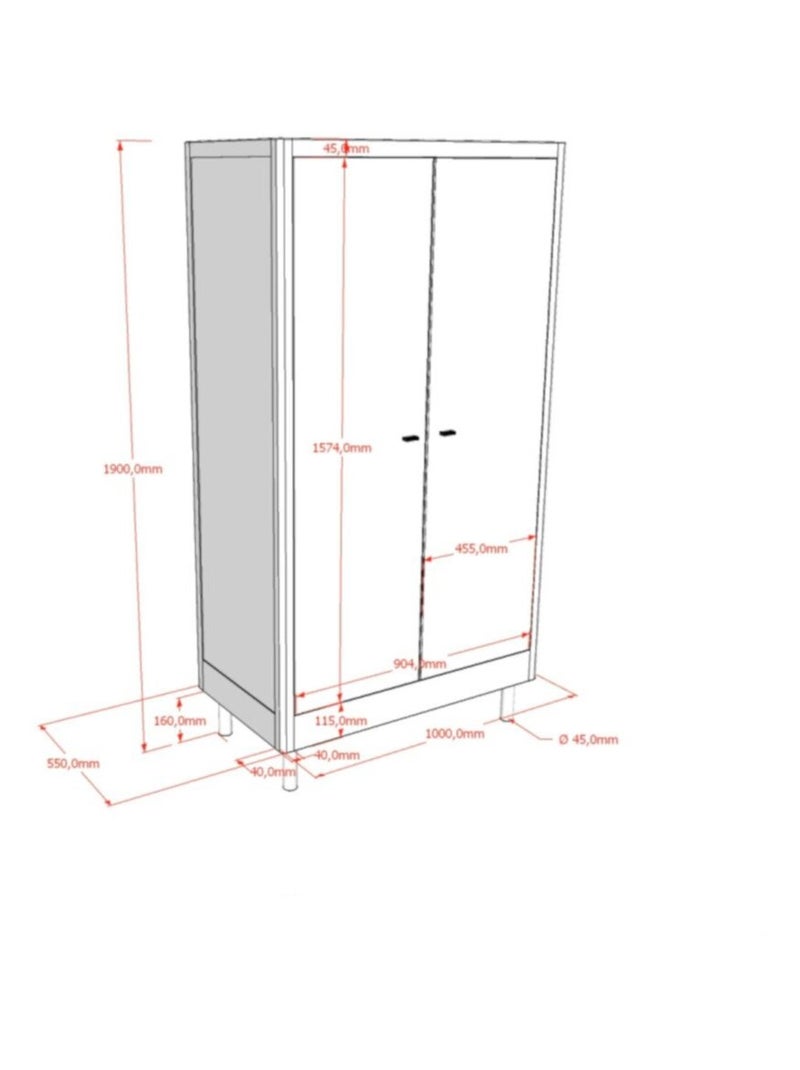 Armoire 2 portes en hêtre massif AUBANE Blanc - Kiabi