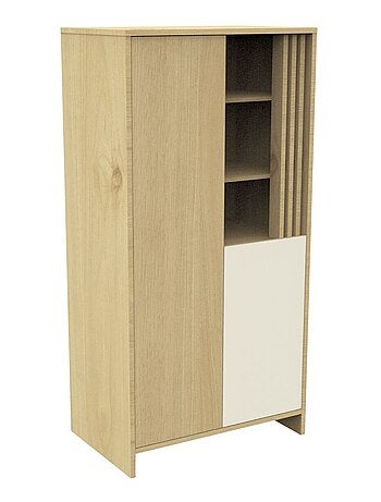 Armoire 2 portes et 1 niche avec claustra en bois décor chêne Suave - SAUTHON