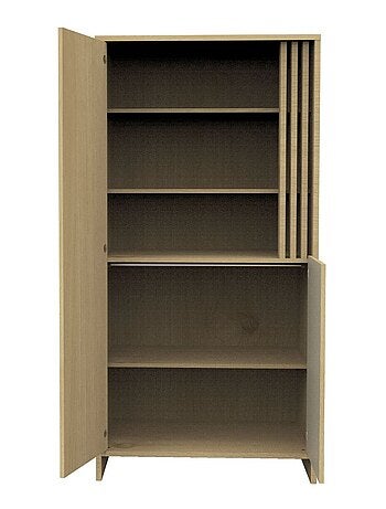 Armoire 2 portes et 1 niche avec claustra en bois décor chêne Suave - SAUTHON