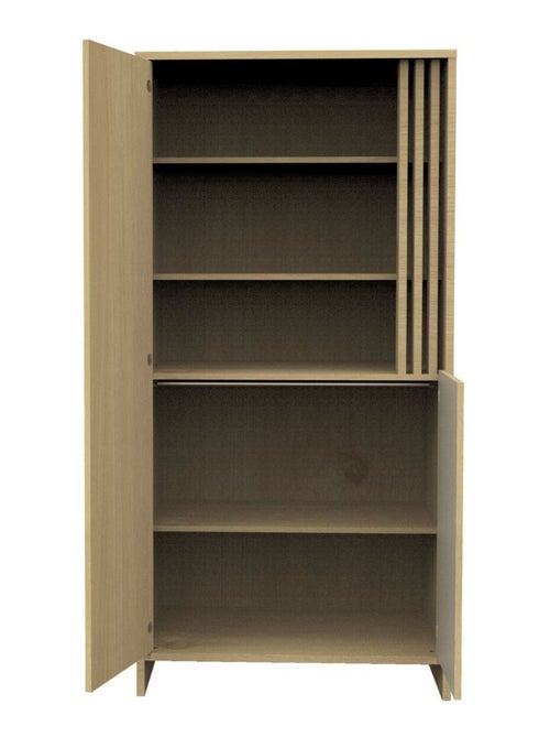 Armoire 2 portes et 1 niche avec claustra en bois décor chêne Suave - SAUTHON - Kiabi