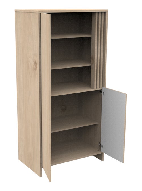 Armoire 2 portes et 1 niche avec claustra en bois décor chêne Suave - SAUTHON - Kiabi