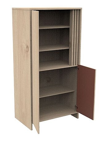 Armoire 2 portes et 1 niche avec claustra en bois décor chêne Suave - SAUTHON