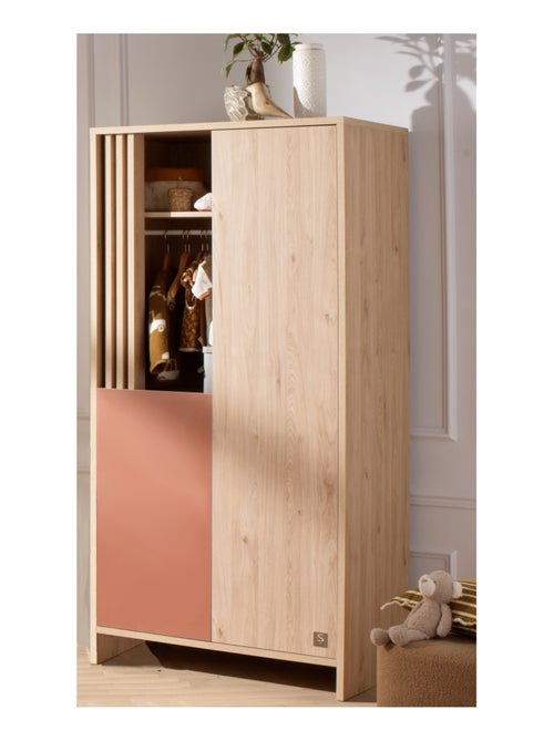 Armoire 2 portes et 1 niche avec claustra en bois décor chêne Suave - SAUTHON - Kiabi