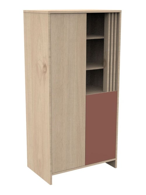 Armoire 2 portes et 1 niche avec claustra en bois décor chêne Suave - SAUTHON - Kiabi