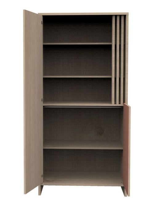 Armoire 2 portes et 1 niche avec claustra en bois décor chêne Suave - SAUTHON - Kiabi