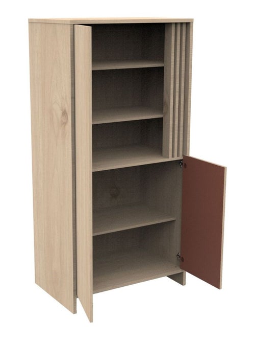 Armoire 2 portes et 1 niche avec claustra en bois décor chêne Suave - SAUTHON - Kiabi