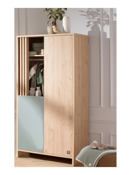 Armoire 2 portes et 1 niche avec claustra en bois décor chêne Suave - SAUTHON - Kiabi