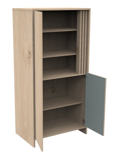 Armoire 2 portes et 1 niche avec claustra en bois décor chêne Suave - SAUTHON - Kiabi