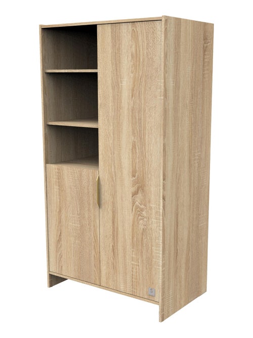 Armoire 2 portes et 3 niches avec poignées dorées décor chêne doré - SAUTHON - Kiabi