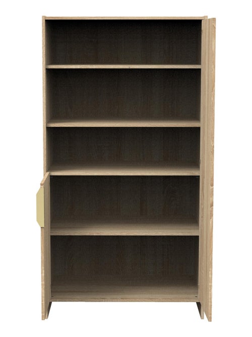 Armoire 2 portes et 3 niches avec poignées dorées décor chêne doré - SAUTHON - Kiabi