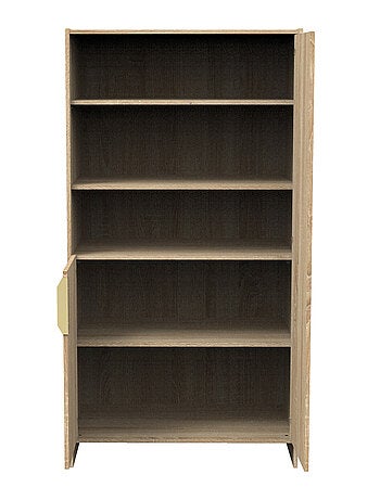 Armoire 2 portes et 3 niches avec poignées dorées décor chêne doré - SAUTHON