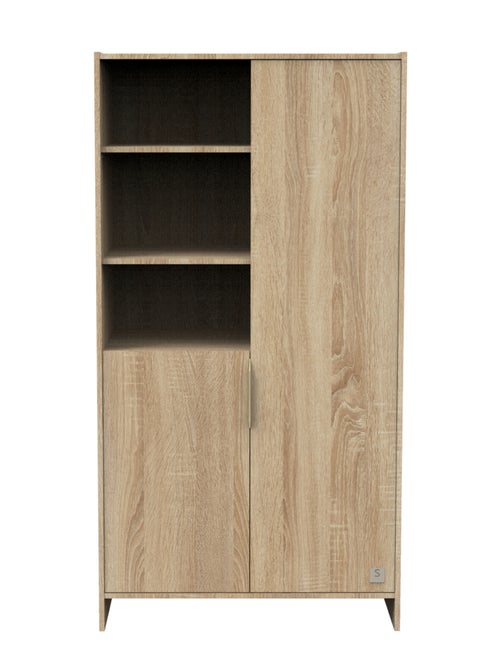 Armoire 2 portes et 3 niches avec poignées dorées décor chêne doré - SAUTHON - Kiabi