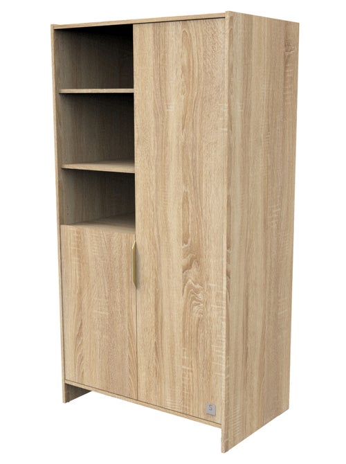 Armoire 2 portes et 3 niches avec poignées dorées décor chêne doré - SAUTHON - Kiabi