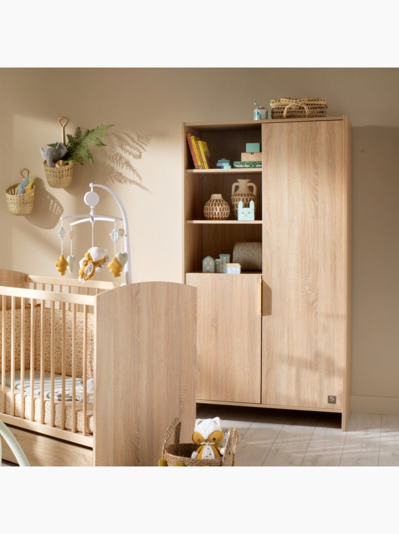 Armoire 2 portes et 3 niches avec poignées dorées décor chêne doré - SAUTHON Marron - Kiabi