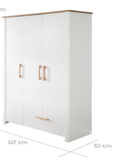 Armoire 3 portes 1 tiroir en bois - ROBA 'Ava' - Kiabi Armoire 3 portes 1 tiroir en bois - ROBA 'Ava' - Kiabi