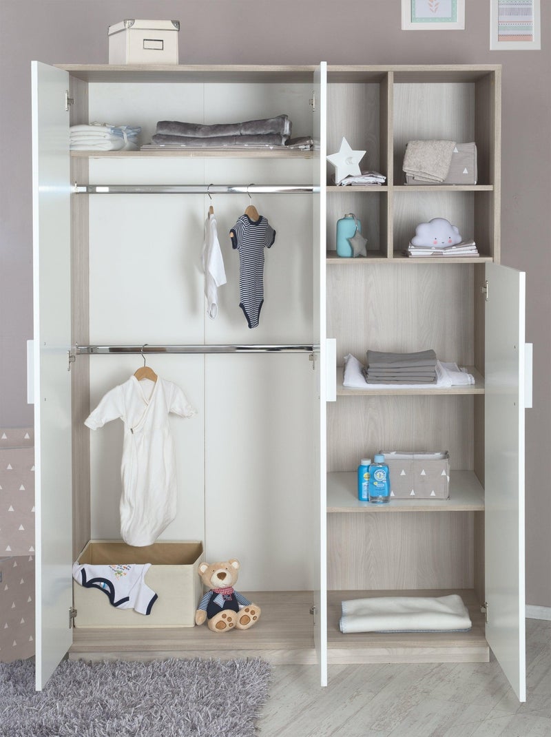 Armoire 3 portes battantes 4 niches ROBA Blanc - Kiabi