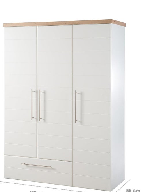 Armoire 3 portes et 1 tiroir à fermeture douce - ROBA 'Nele' - Kiabi Armoire 3 portes et 1 tiroir à fermeture douce - ROBA 'Nele' - Kiabi