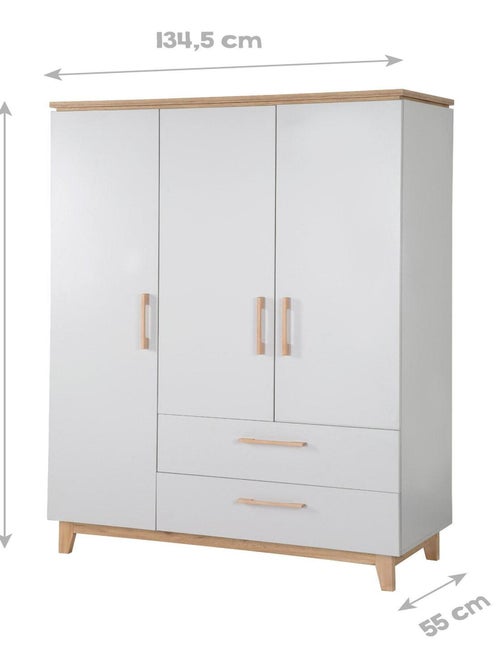 Armoire 3 portes et 2 tiroirs à fermeture douce - ROBA 'Caro' - Kiabi Armoire 3 portes et 2 tiroirs à fermeture douce - ROBA 'Caro' - Kiabi